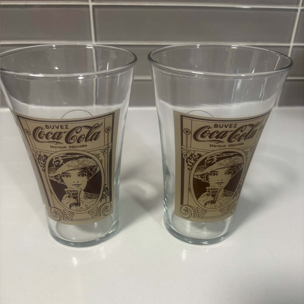 Coca-Cola Glass with French Text and Classic Logo $10. Each
